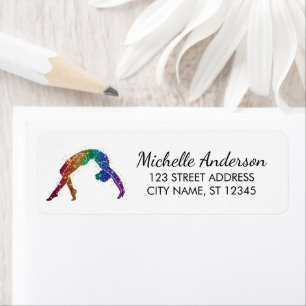 Gymnastics Gymnast Sparkly Glitter Return Address 