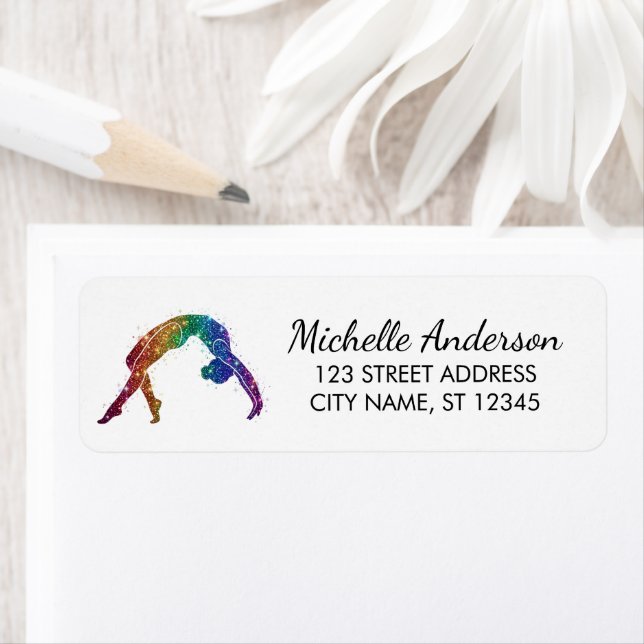 Gymnastics Gymnast Sparkly Glitter Return Address  (Insitu)