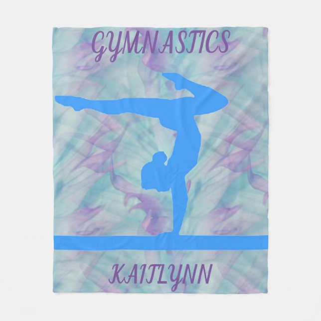 Gymnastics handstand fleece blanket personalised. (Front)