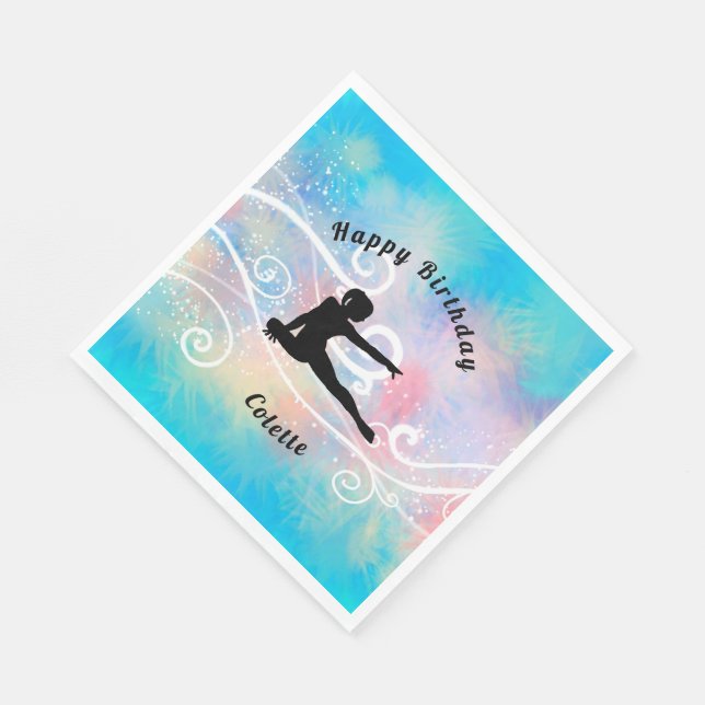 Gymnastics Happy Birthday Custom Swirl Napkin (Corner)
