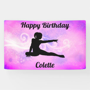 Gymnastics "Happy Birthday" Custom Swirls Banner