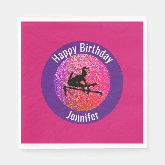 Gymnastics Happy Birthday Paper Napkin (Front)