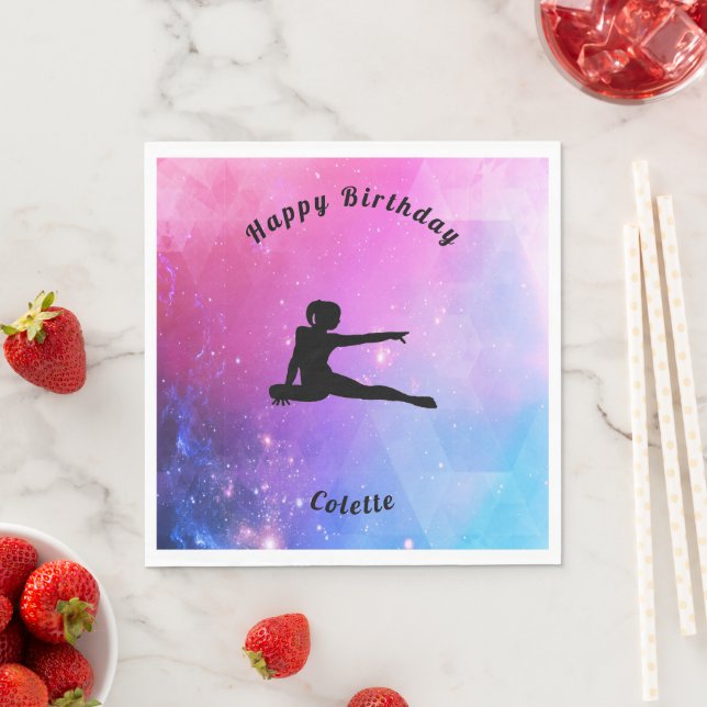 Gymnastics Happy Birthday Pink & Blue Napkins (Insitu)