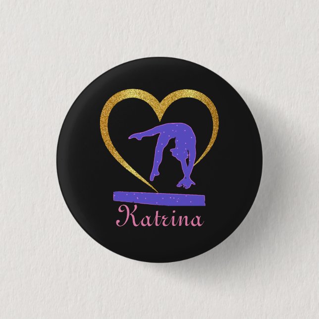Gymnastics Heart of Gold Gymnast   3 Cm Round Badge (Front)