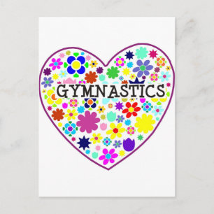 Gymnastics Heart with Flowers Postcard