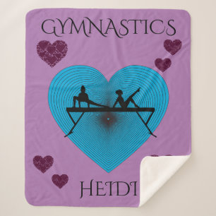 Gymnastics hearts & gymnast custom blanket. sherpa blanket