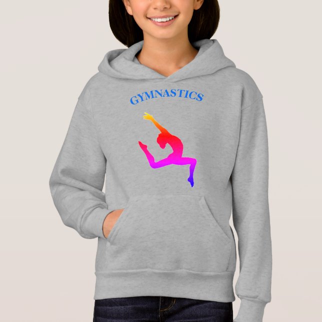 Gymnastics Hoodie Leap Rainbow with Name (Front)