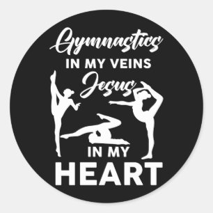 Gymnastics In My Veins Jesus In My Heart Gym Chris Classic Round Sticker