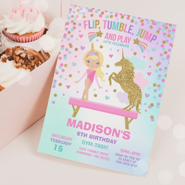 Gymnastics Invitation Unicorn Gymnastics Party (Creator Uploaded)