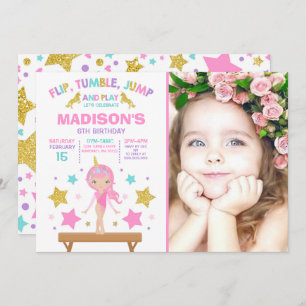 Gymnastics Invitation Unicorn Gymnastics Party