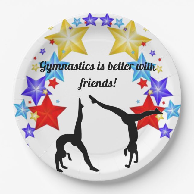 Gymnastics is better with friends   paper plate (Front)