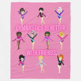 Gymnastics Is Better With Friends Pretty in Pink Fleece Blanket