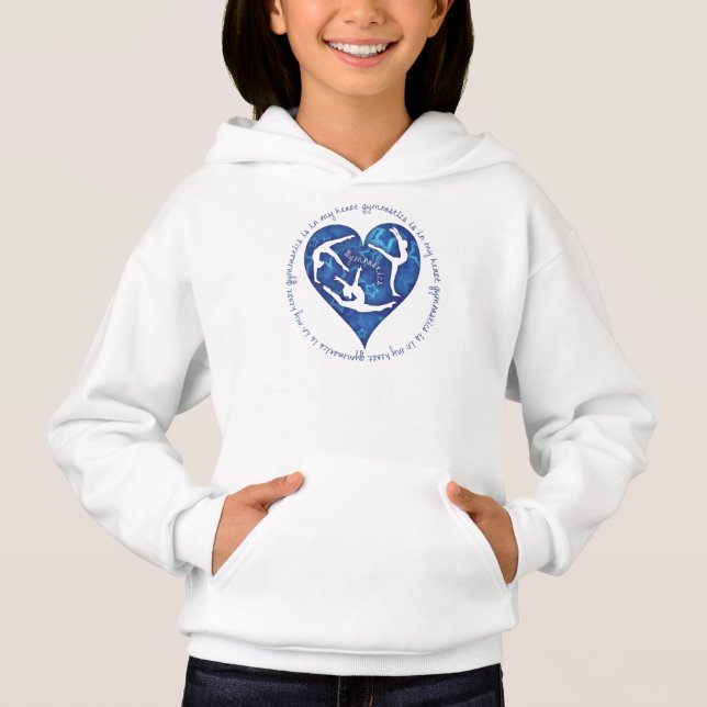 Gymnastics Is In My Heart Girls Hooded Sweatshirt (Front)