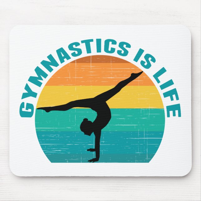 Gymnastics is Life Beautiful Sunset Gymnast Teal Mouse Pad (Front)