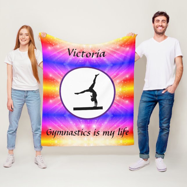 Gymnastics is my life Custom Gymnast Balance Beam Fleece Blanket (In Situ)