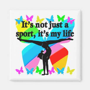 GYMNASTICS IS MY LIFE RAINBOW DESIGN MAGNET