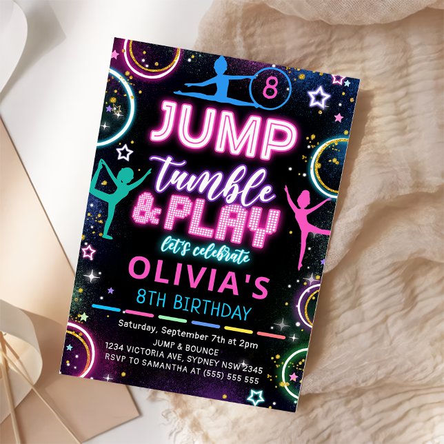 Gymnastics Jump Birthday Party Invitation (Creator Uploaded)