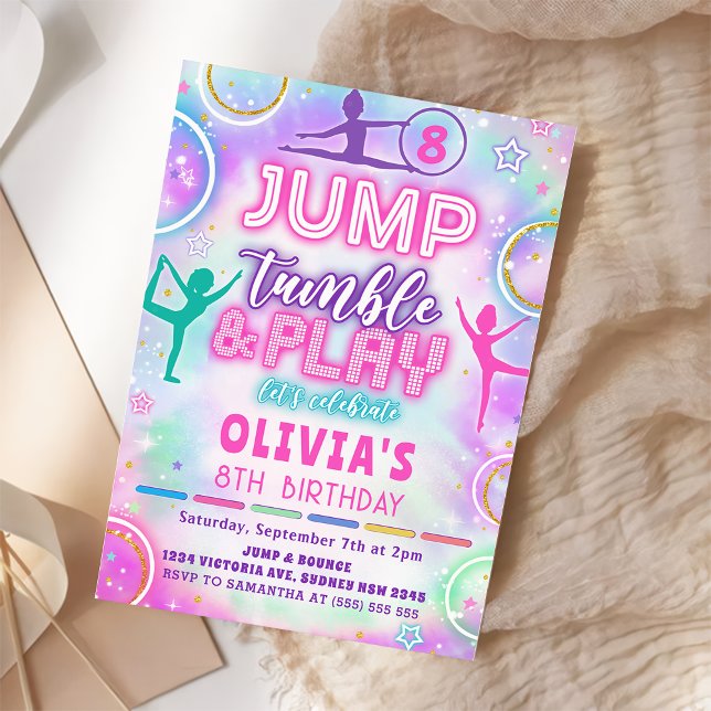 Gymnastics Jump Birthday Party Invitation (Creator Uploaded)