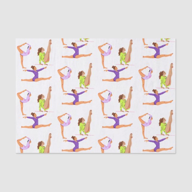 Gymnastics jump Cartwheels girl birthday party Gif Tissue Paper (Front)
