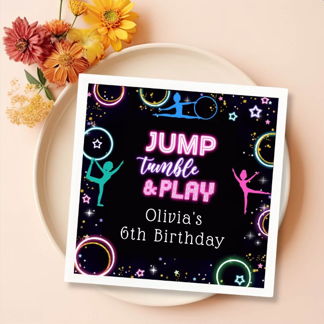 Gymnastics Jump Play Birthday Party Napkins (Creator Uploaded)
