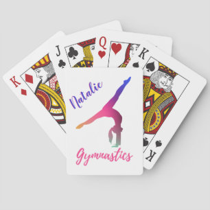 Gymnastics Kickover Pink Purple Personalised Playing Cards