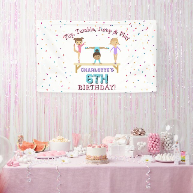 Gymnastics Kids Girl Birthday Party Theme Banner (Party)