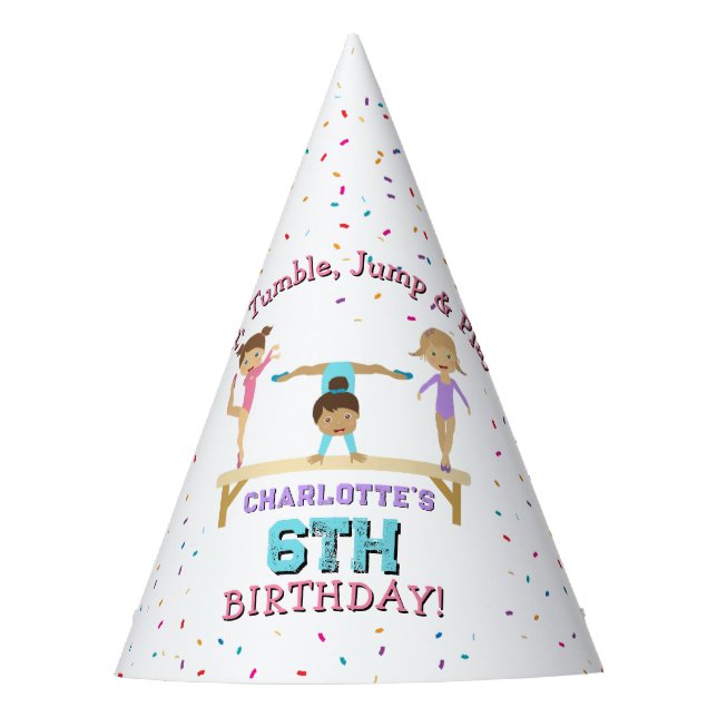 Gymnastics Kids Girl Birthday Party Theme Hat (Front)