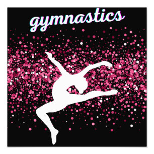 Gymnastics Leap Pink Glitter Photo Print