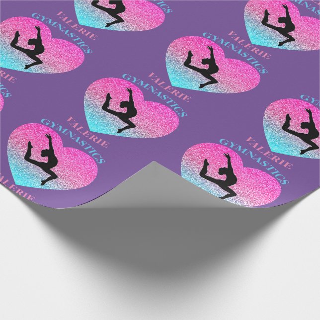 Gymnastics Leap Purple Wrapping Paper (Corner)