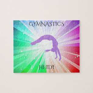 " GYMNASTICS" lights puzzle with gymnast.