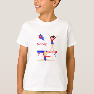 Gymnastics long sleeved tee shirt red, white, blue