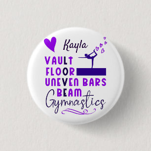Gymnastics Love Vault Floor Uneven Bars Beam    3 Cm Round Badge