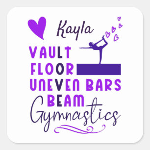 Gymnastics Love Vault Floor Uneven Bars Beam    Square Sticker
