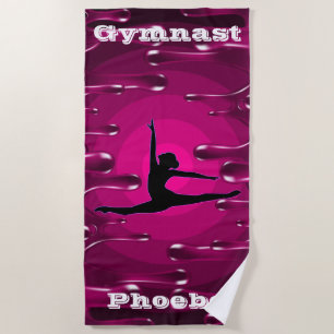 Gymnastics Magenta Wet Paint Beach Towel