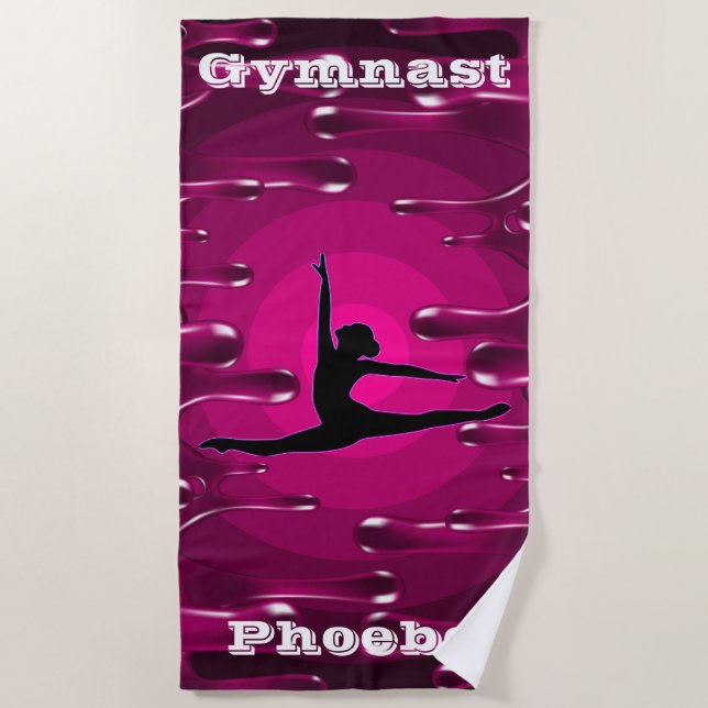 Gymnastics Magenta Wet Paint   Beach Towel (Front)