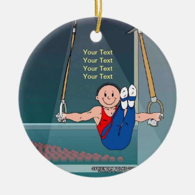 Gymnastics - Male Ceramic Tree Decoration (Front)