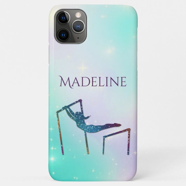 Gymnastics Minty Sparkle w/ Name of Gymnast Case-Mate iPhone Case (Back)