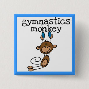Gymnastics Monkey 15 Cm Square Badge
