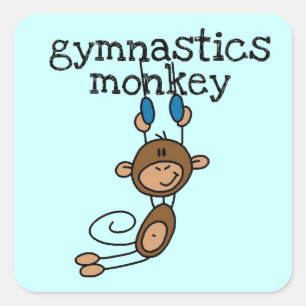 Gymnastics Monkey Square Sticker