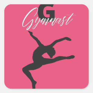 Gymnastics Monogram G is for Gymnast Square Sticker