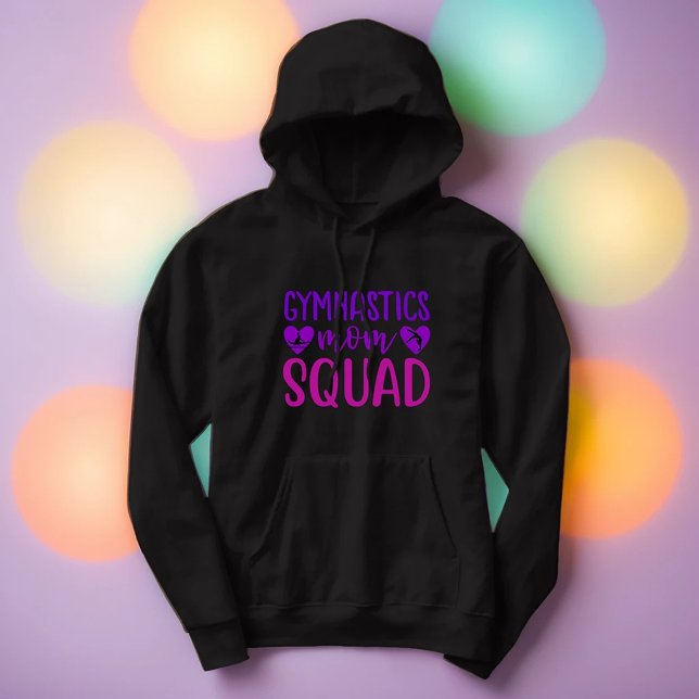 Gymnastics Mum Squad Quote w/ Pink and Purple Text Hoodie (Creator Uploaded)