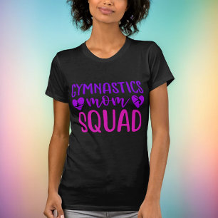 Gymnastics Mum Squad Quote w/ Pink and Purple Text T-Shirt