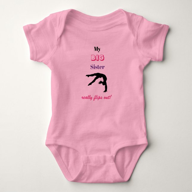 Gymnastics "My Big Sister" Flips T-Shirt Baby Bodysuit (Front)