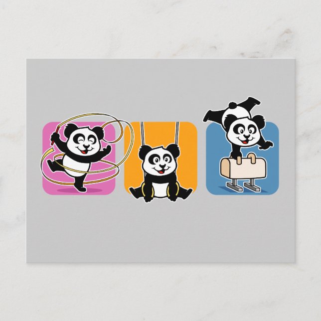 Gymnastics Pandas Postcard (Front)