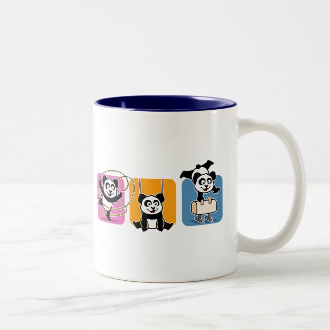 Gymnastics Pandas Two-Tone Coffee Mug (Right)