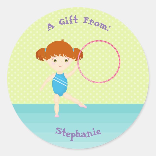 Gymnastics Party Classic Round Sticker (Front)