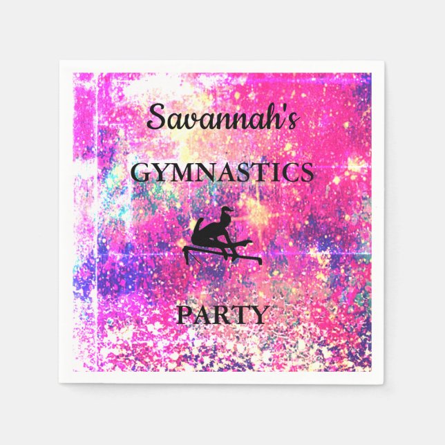 GYMNASTICS PARTY Personalised Set of 50 NAPKINS (Front)