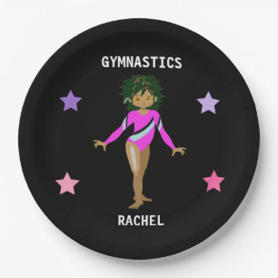 GYMNASTICS PARTY PLATES FOR GIRLS PERSONALIZED.