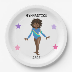 GYMNASTICS PARTY PLATES FOR GIRLS PERSONALIZED.