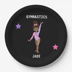 GYMNASTICS PARTY PLATES FOR GIRLS PERSONALIZED.